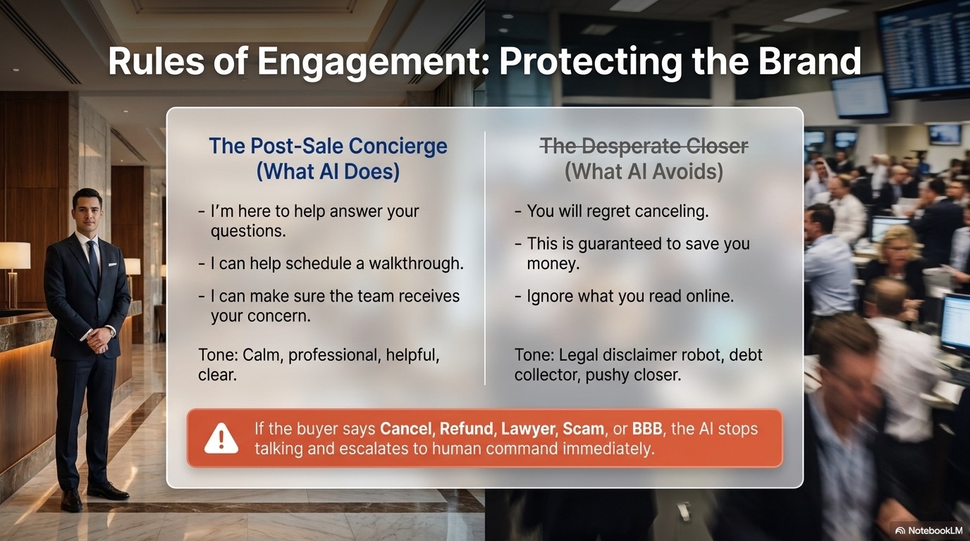 Rules of Engagement — the post-sale concierge versus the desperate closer.